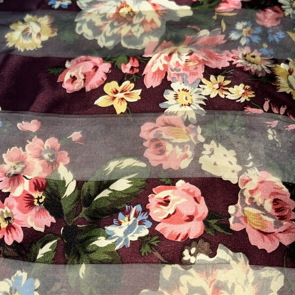 Gorgeous Burgundy Vintage Silk Floral Scarf